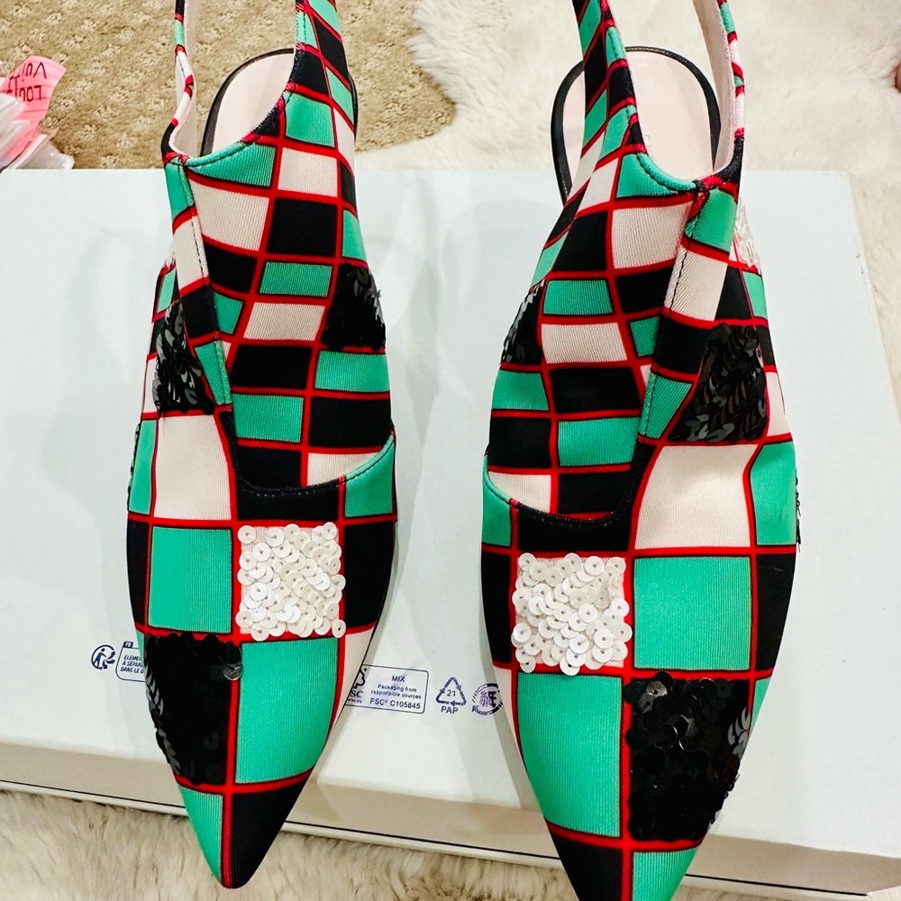 Christopher Kane Green and Black Heels with Pointed Toe